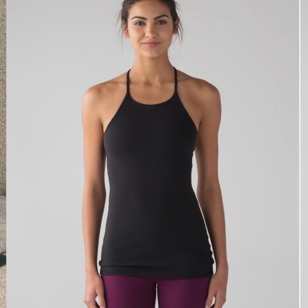 Lululemon Black Sunsetter High Neck Y Tank Top
